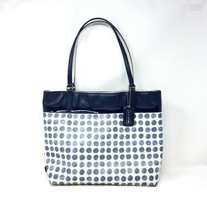 Coach Bag Navy Polka Dot Tote Purse 29432